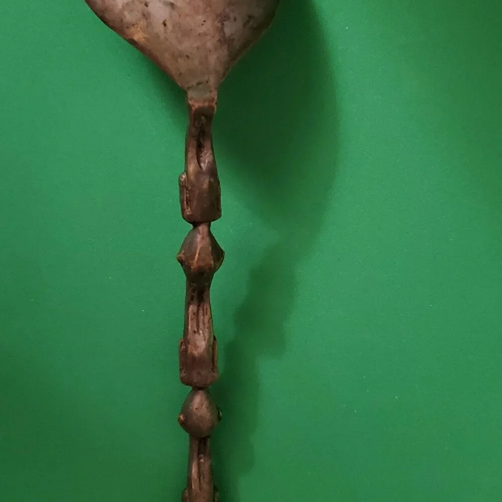 Antique Wide Bowl Spoon With Three Figures, Possibly Handmade